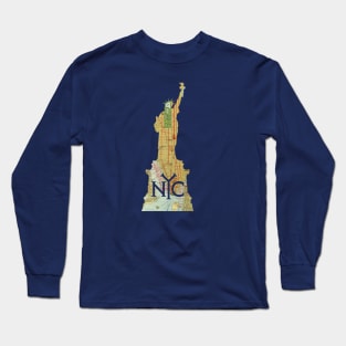Statue of Liberty 1918 Map of NYC Long Sleeve T-Shirt